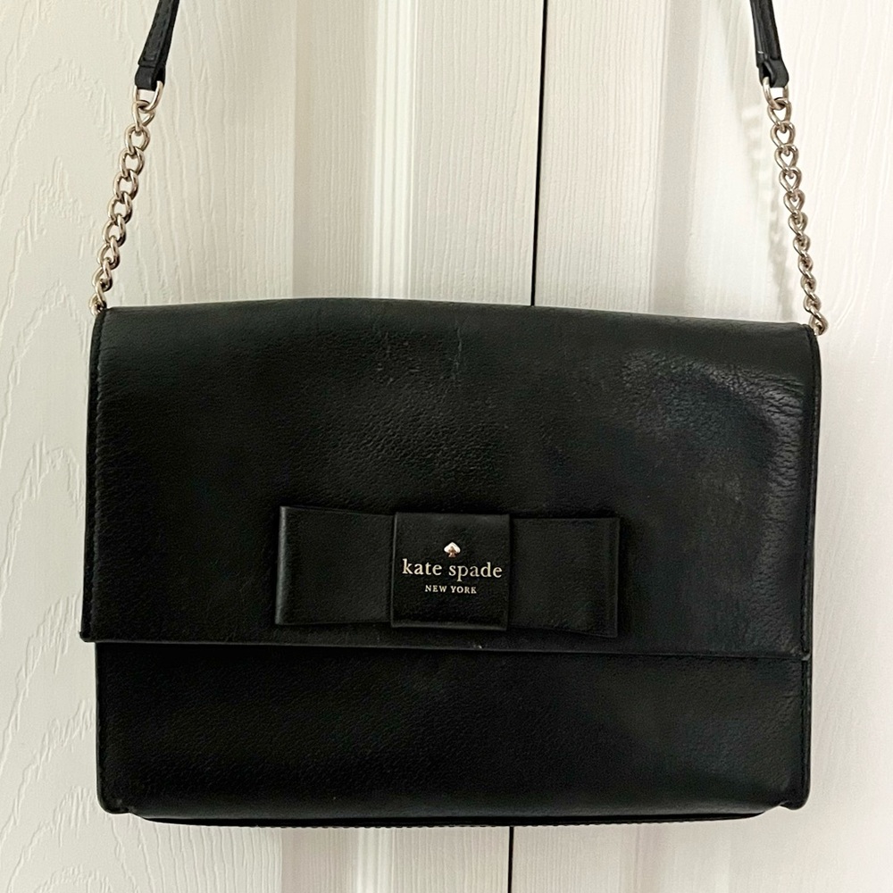 Kate Spade Black Bow Leather Crossbody Purse